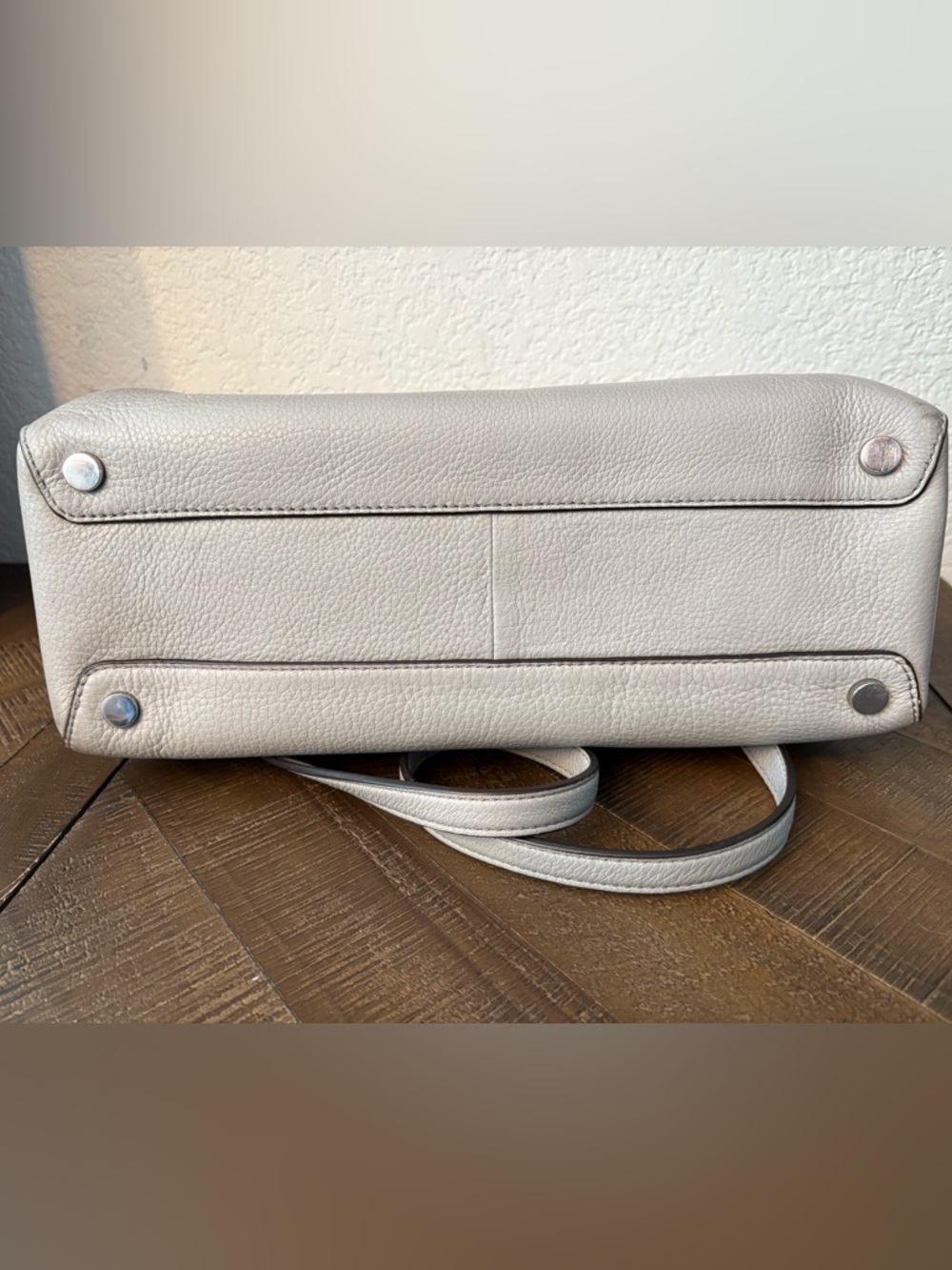 Michael Kors Pebbled Leather Satchel in Light Gray - Picture 8 of 13